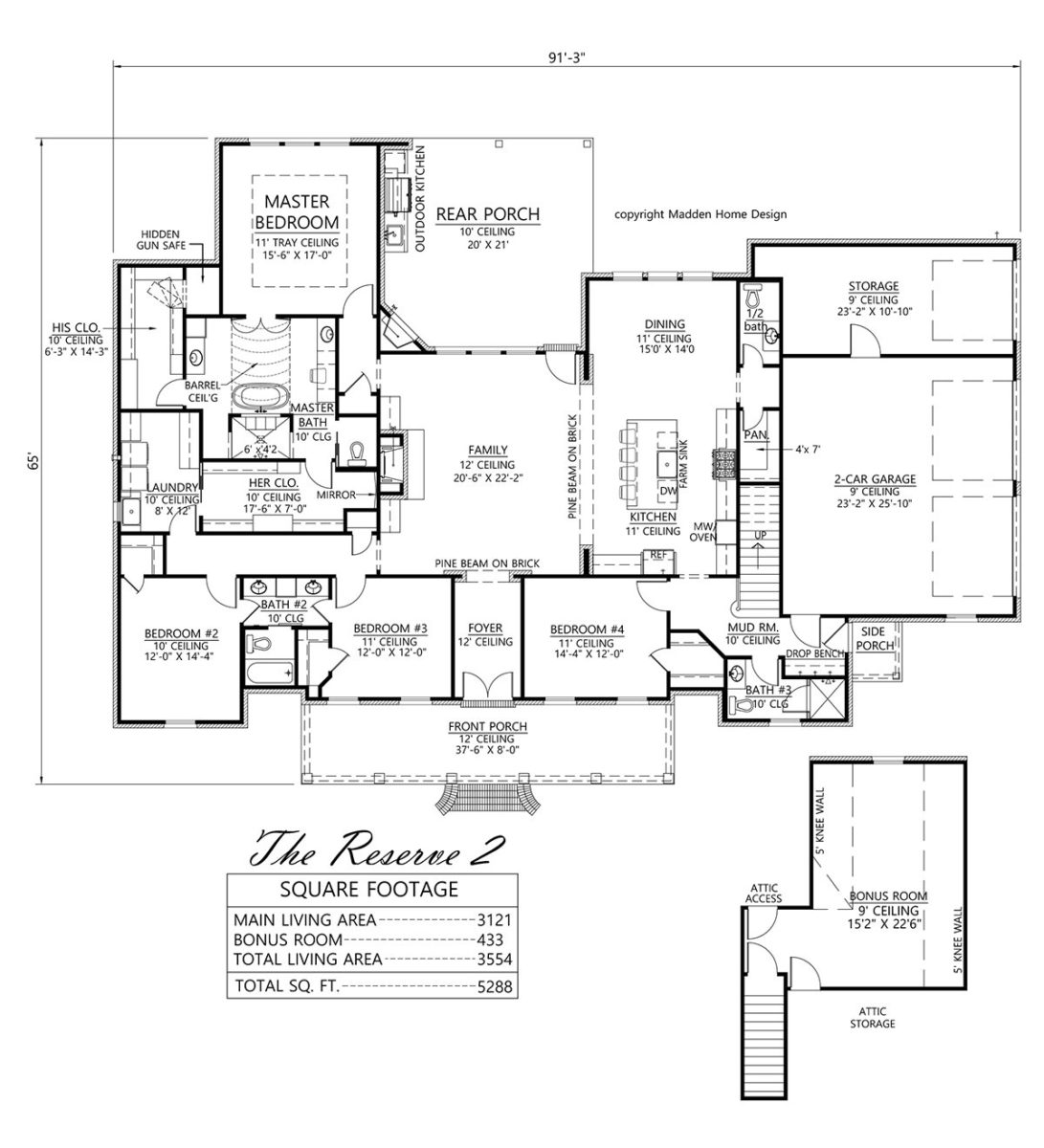 The Reserve II has two stories, four bedrooms, and three and a half baths. More than enough space!